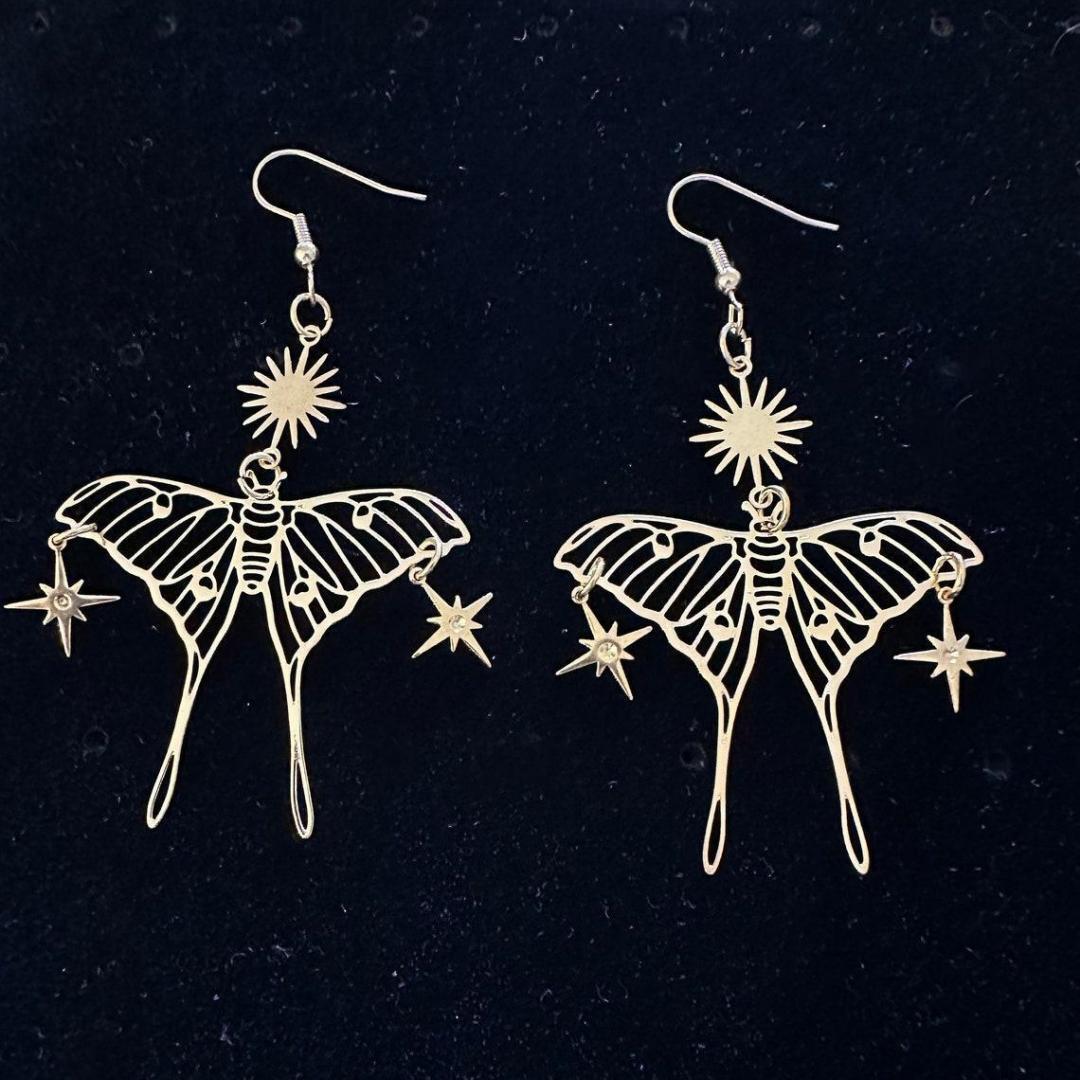 Orecchini gioielli in argento, stella abbagliante, orecchini bohémien, orecchini a farfalla, orecchini ipoallergenici a farfalla_voghion.com