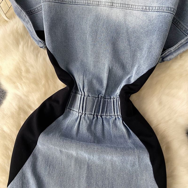 Kadın Giyim Retro ulusal trend tarzı kot elbise kadınlar için retro nakış bel inceltici yırtmaç kalça sarma moda_voghion.com