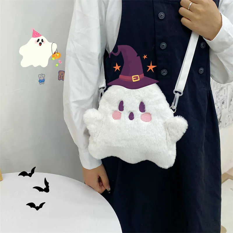 Herbst und Winter Neue süße Plüsch Spooky Ghost Halloween Geschenk Damen Tasche Schulter Crossbody Ba241022_voghion.com