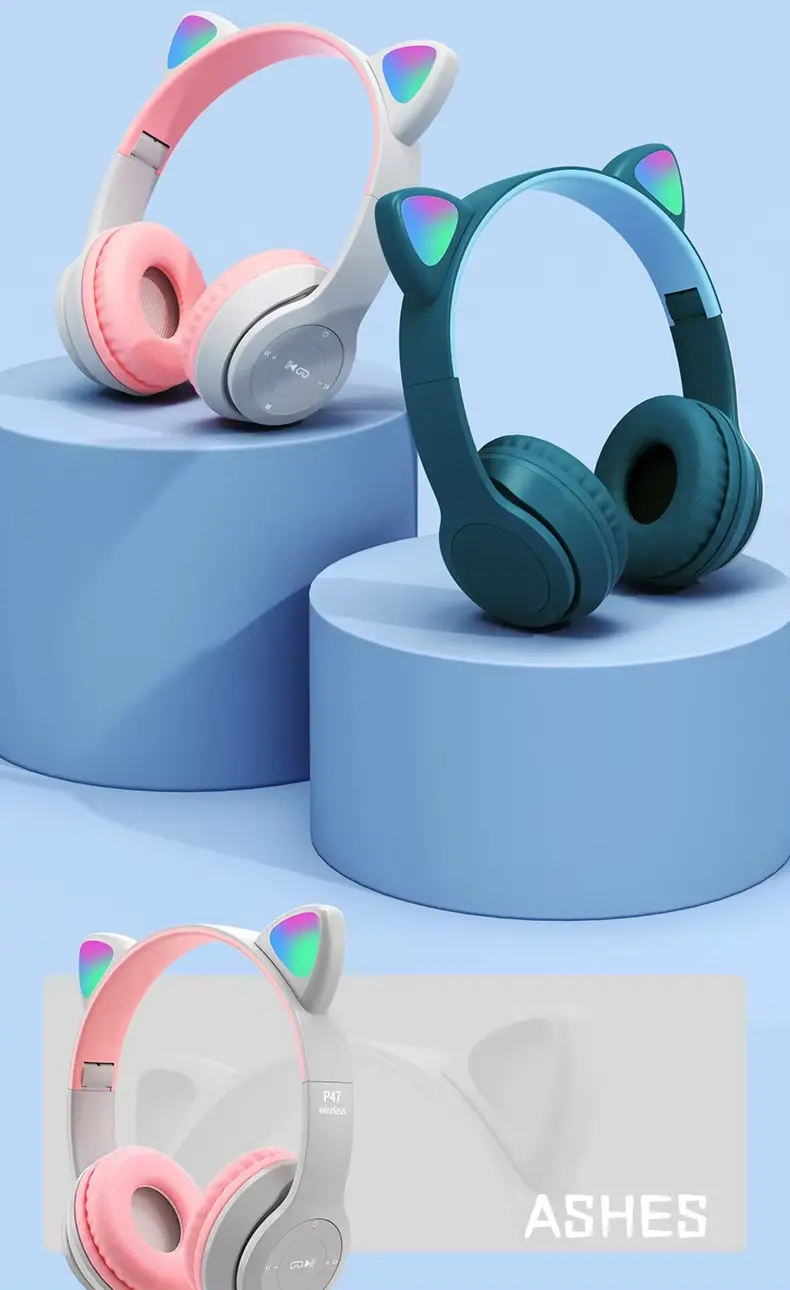 Casque gaming bluetooth oreilles de chat à réduction de bruit active_voghion.com