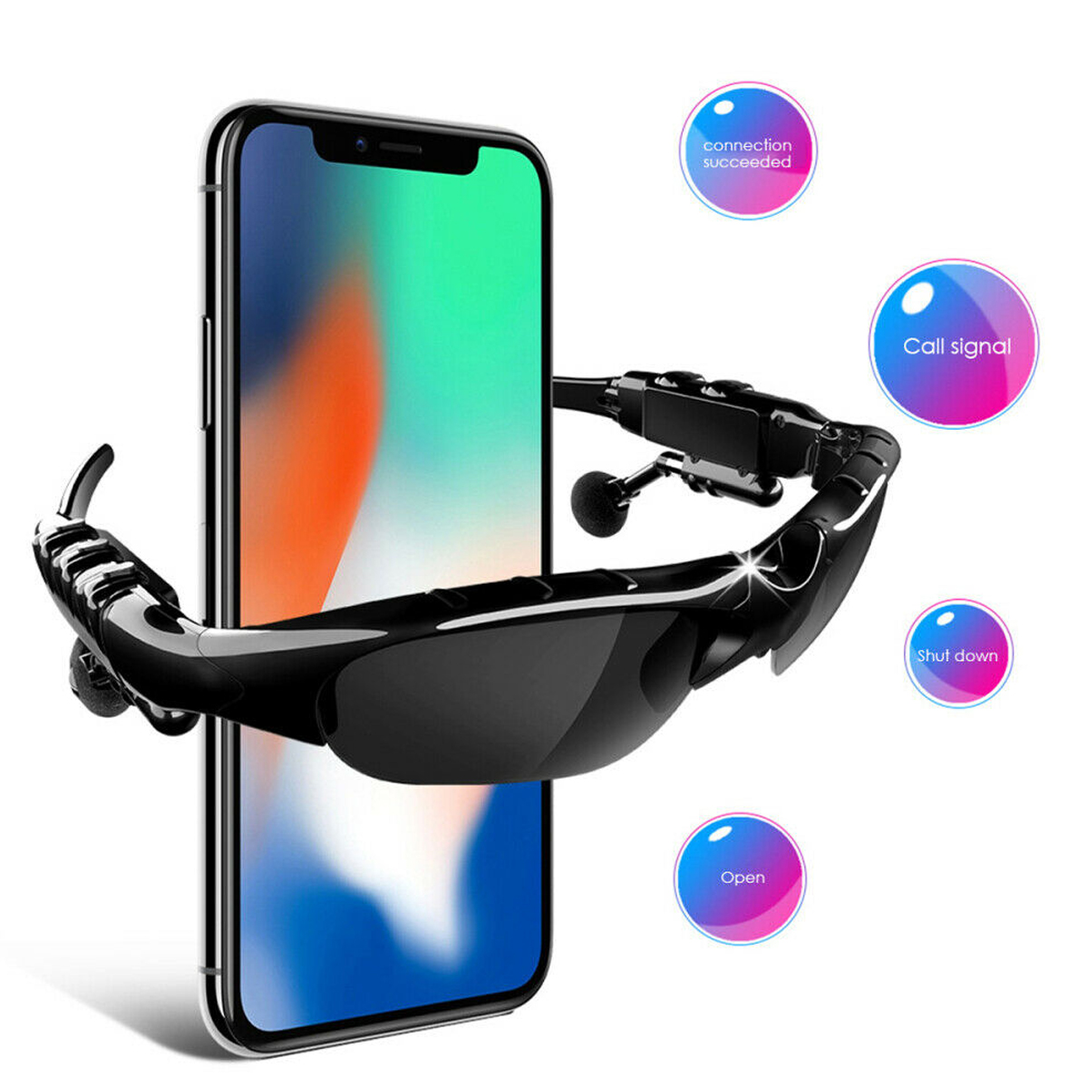 Wireless Bluetooth 5.0 Sunglasses Headset Polarized Smart Glasses Call Earphones_voghion.com