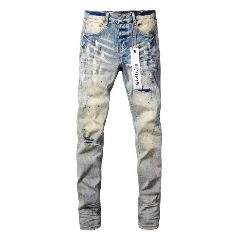 Trendy Personality Casual New Style Men’s Slim Fit Embroidered Jeans With Patches And Ripped Details