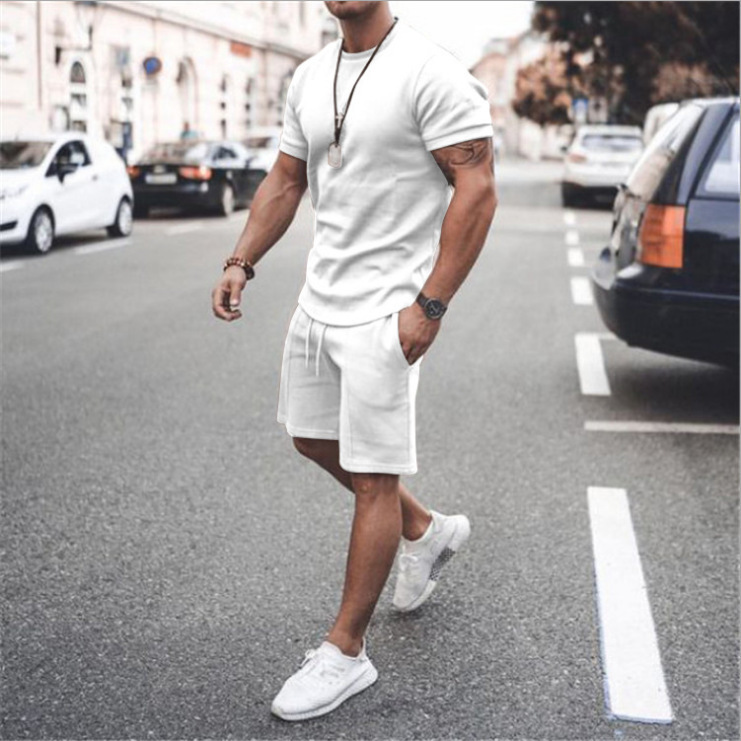 Men's Clothing short-sleeved shorts two-piece set sports casual men's T-shirt top_voghion.com