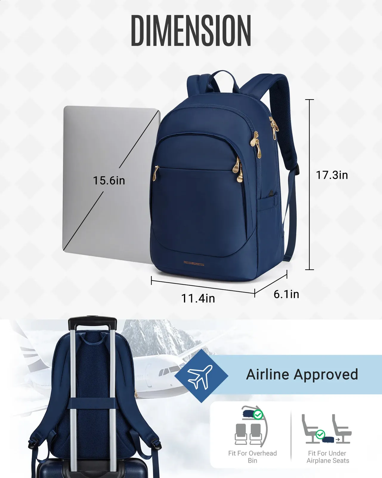 LIGHT FLIGHT Utazás nőknek 15,6 hüvelykes lopásgátló laptop hátizsák USB töltőnyílással, vízálló főiskolai könyvtáska_voghion.com
