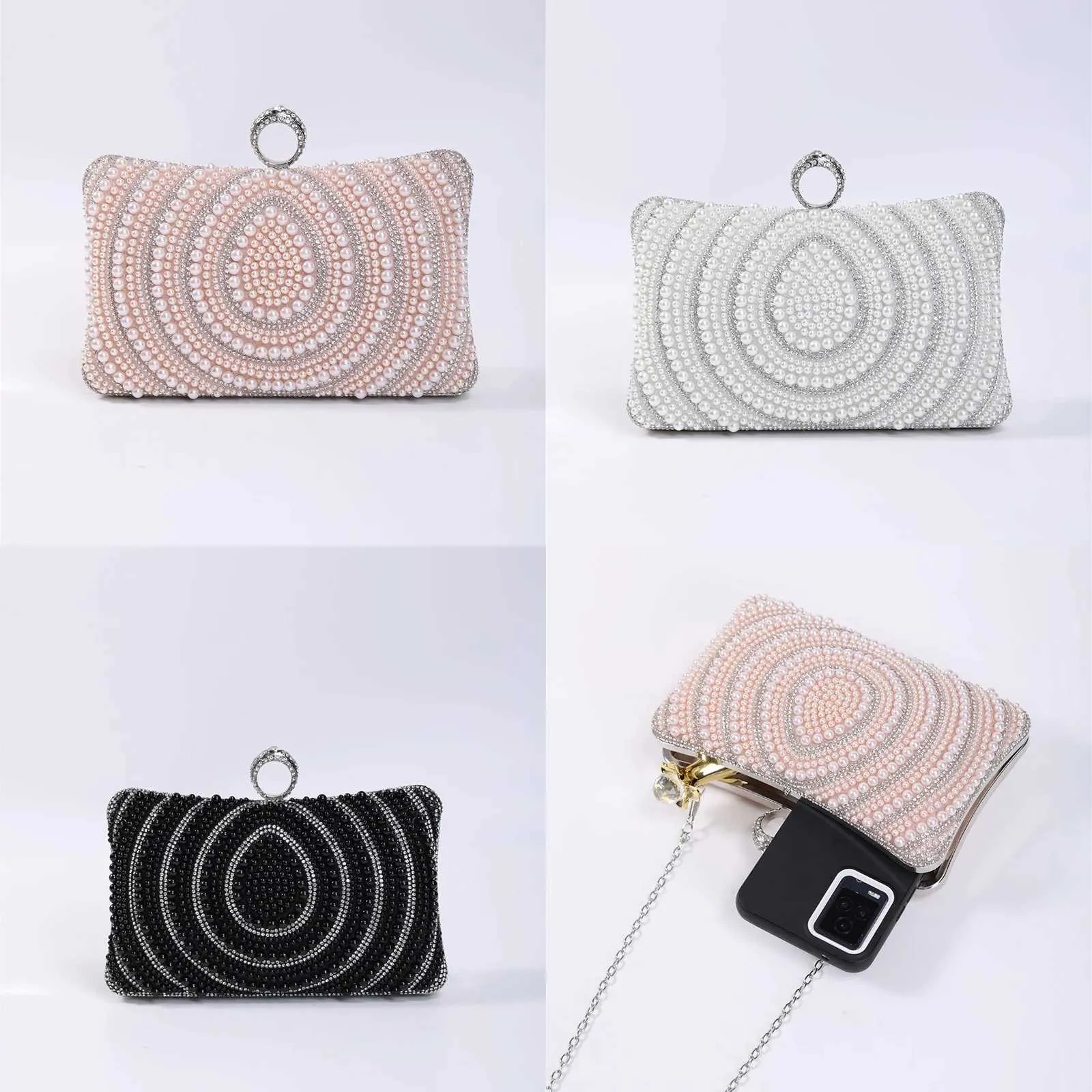 Sac de soirée tendance pour femme avec perles, élégant, portefeuille de mariage, de dîner, de fête, de créateur, nouveau, Y241019_voghion.com