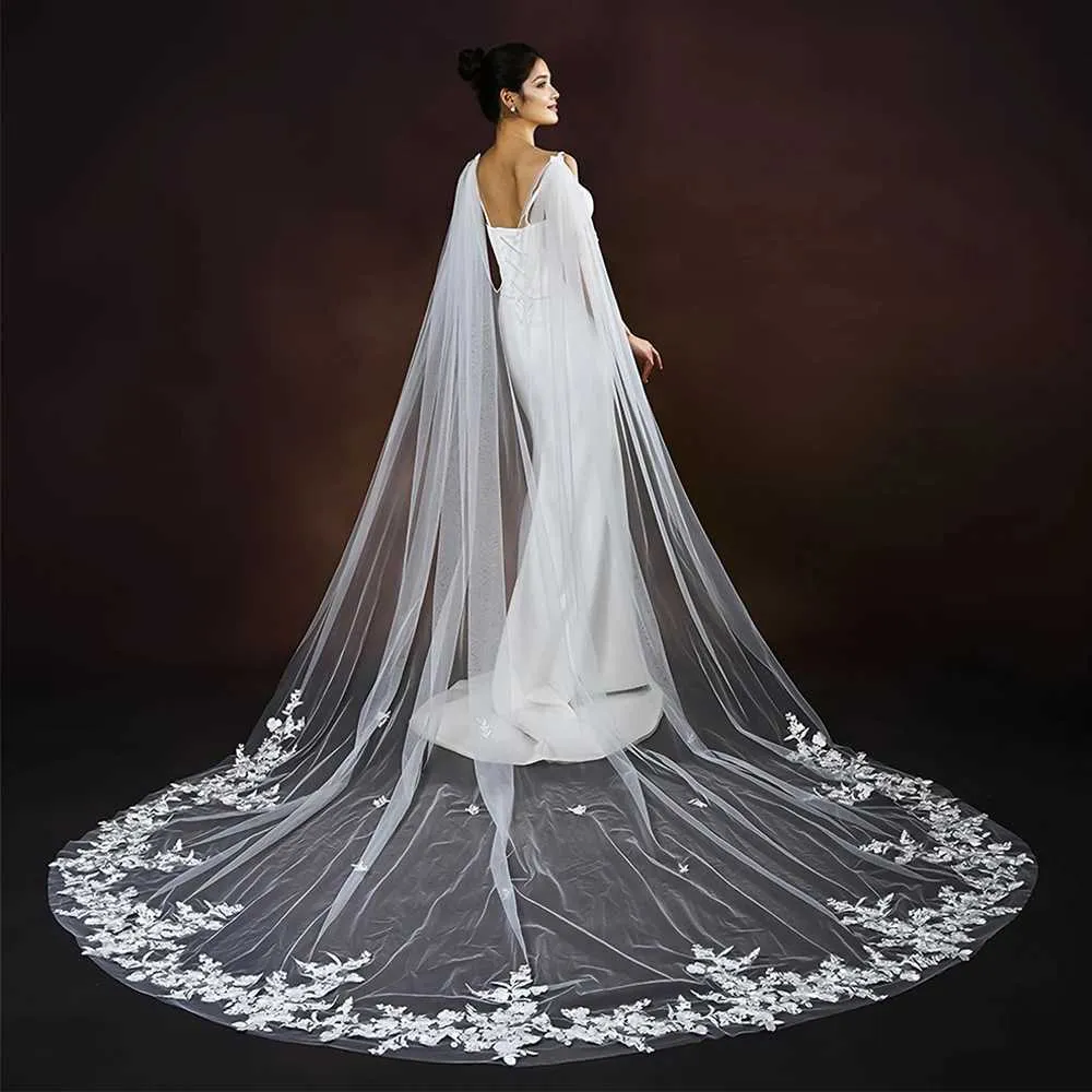 Hair Jewelry Womens Cathedral Long Bridal Cape Veil Detachable Tulle Cloak Wedding Dresses Shawl Event Decoration VPG17_voghion.com