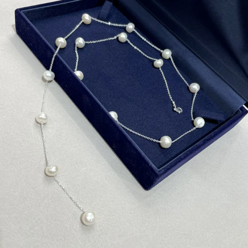 Anhänger Halsketten Natürliche Süßwasserperlen Halskette Exquisite einfache Lavendel Stern Pullover Kette Mode Hochzeitsschmuck_voghion.com