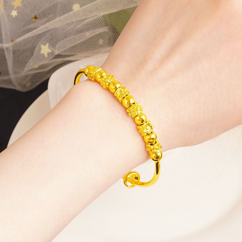 Vieam Sha Push-Pull Damen Laser Perlen gebrochen Sier Mehrere Zwei Transfer Perlen Wers Gold Armband für Frauen_voghion.com