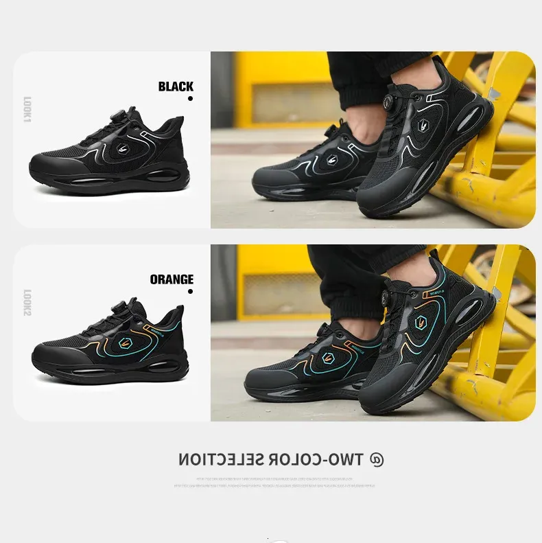 Chaussures de sécurité imperméables pour hommes, bout en acier, protection à coussin d'air et bouton rotatif, pointure 47/48, 250402_voghion.com