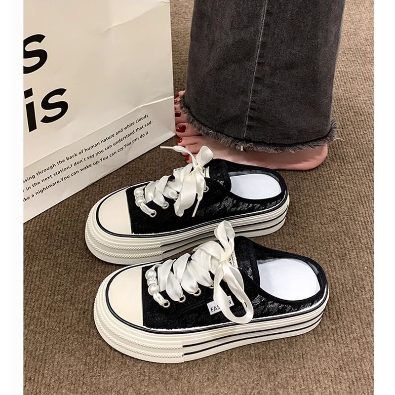 Netizen Baotou für Damen-Sommeroberbekleidung 2024 Neue Schuhe mit dicker Sohle Vielseitige, atmungsaktive Halbpantoffeln mit Mesh-Oberfläche_voghion.com