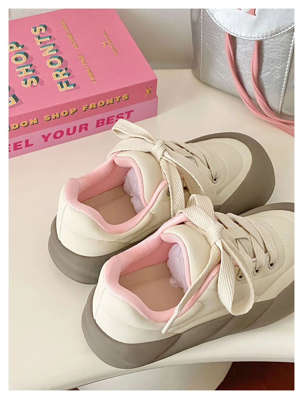 Comfortable Breathable Mesh Running Shoes With Thick Sole Platform_voghion.com