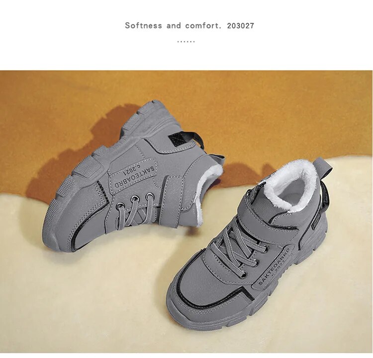 Winter Children's Boys Plus Cashmere Thicken Warm Snow Girls Non-slip Outdoor Martin Boots Student Shoes Hiking Shoe_voghion.com