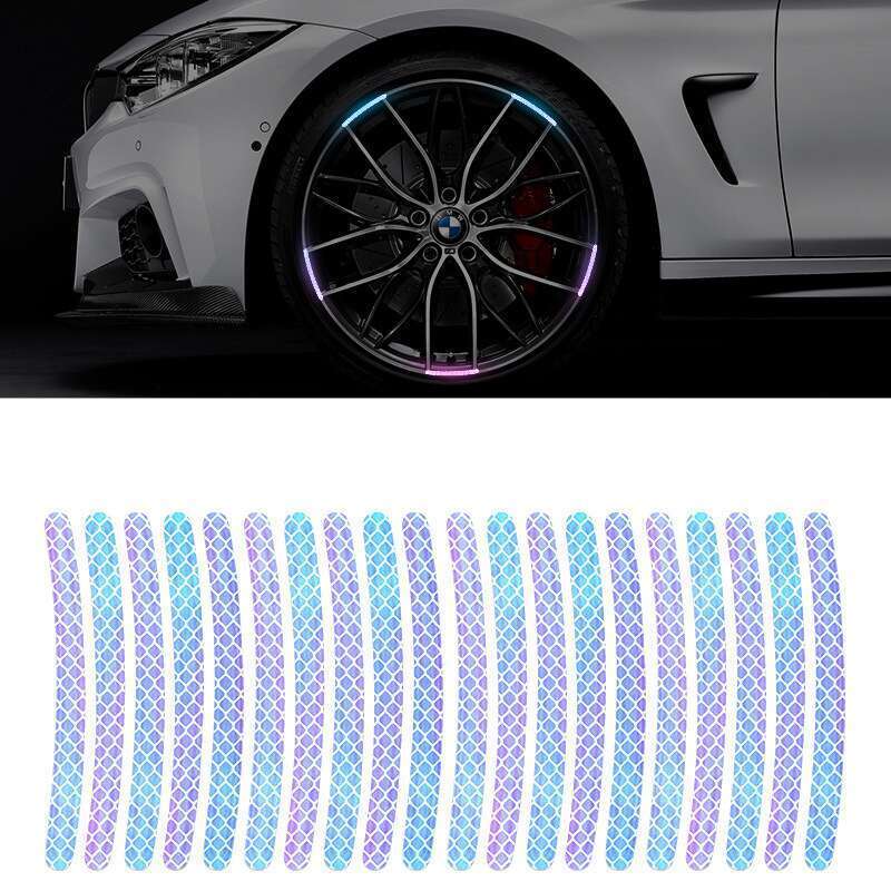 Autocolant anti-coliziune cu butuc roată auto, reflectorizant, cu șapte culori laser, luminos, cu creativitate personalizată, pentru motocicletă_voghion.com