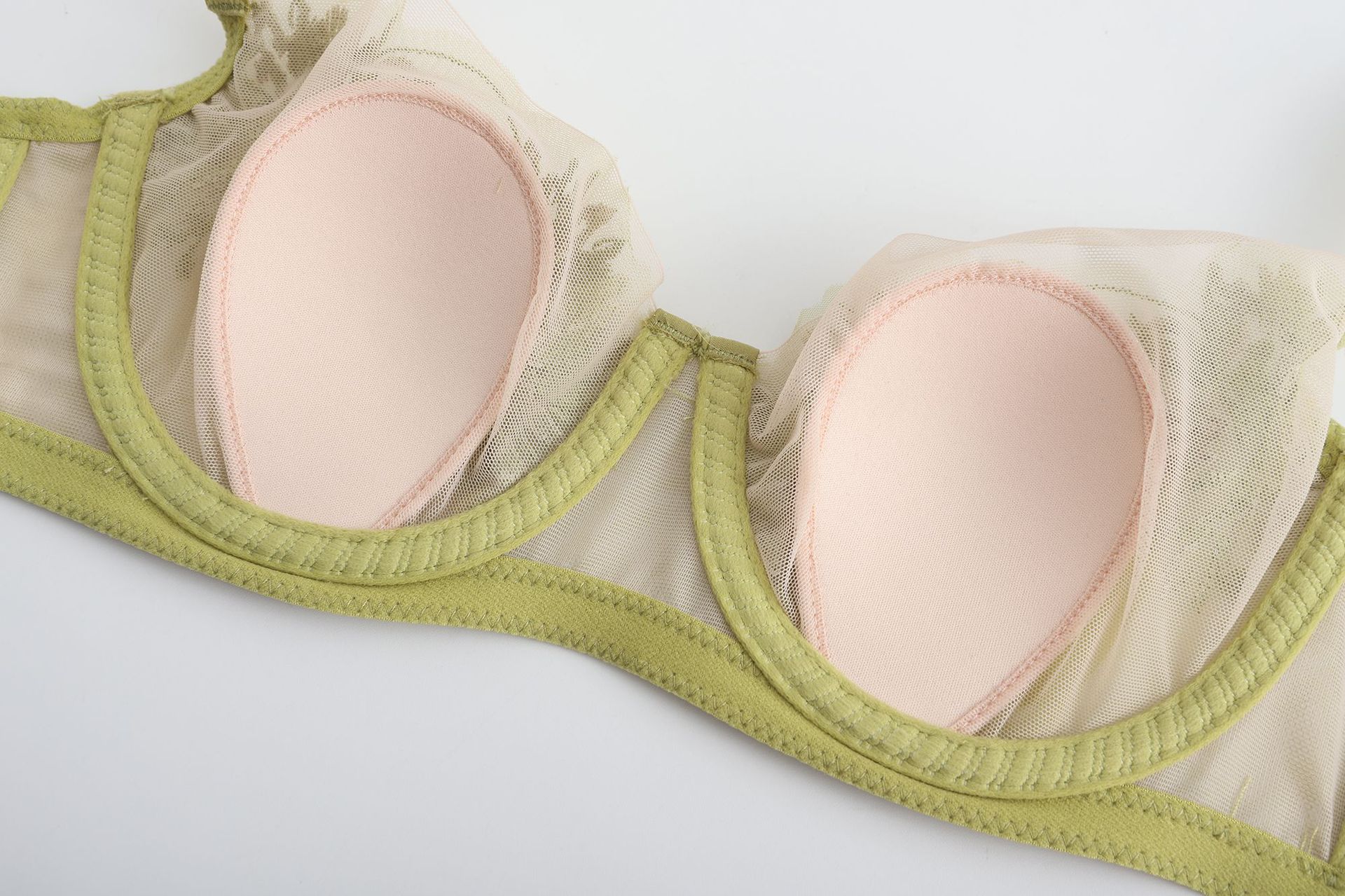 New French style thin rabbit ear cup embroidered lace sexy lingerie small chest display large gathering bra set_voghion.com