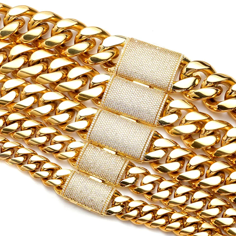 Miami kubai link designer férfi karkötő 12 mm-es és 14 mm-es széles arany lánc mikroberakásos moissanit gyémánttal csatban rapper csípődíszítéssel_voghion.com