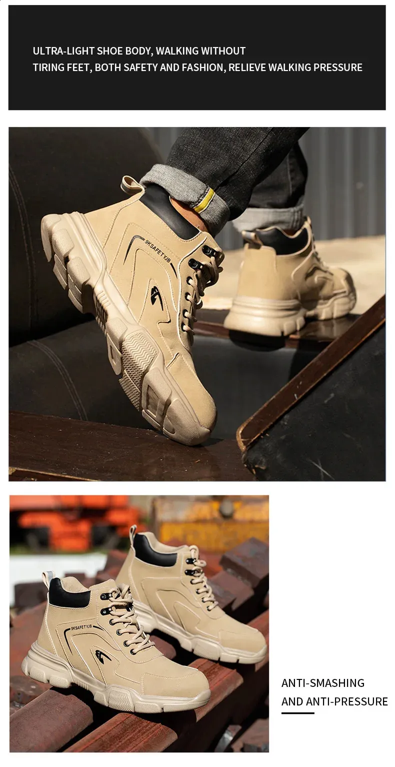 Bottes de sécurité d'hiver en cuir noir pour hommes, chaussures de travail imperméables et anti-pression, embout en acier indestructible_voghion.com