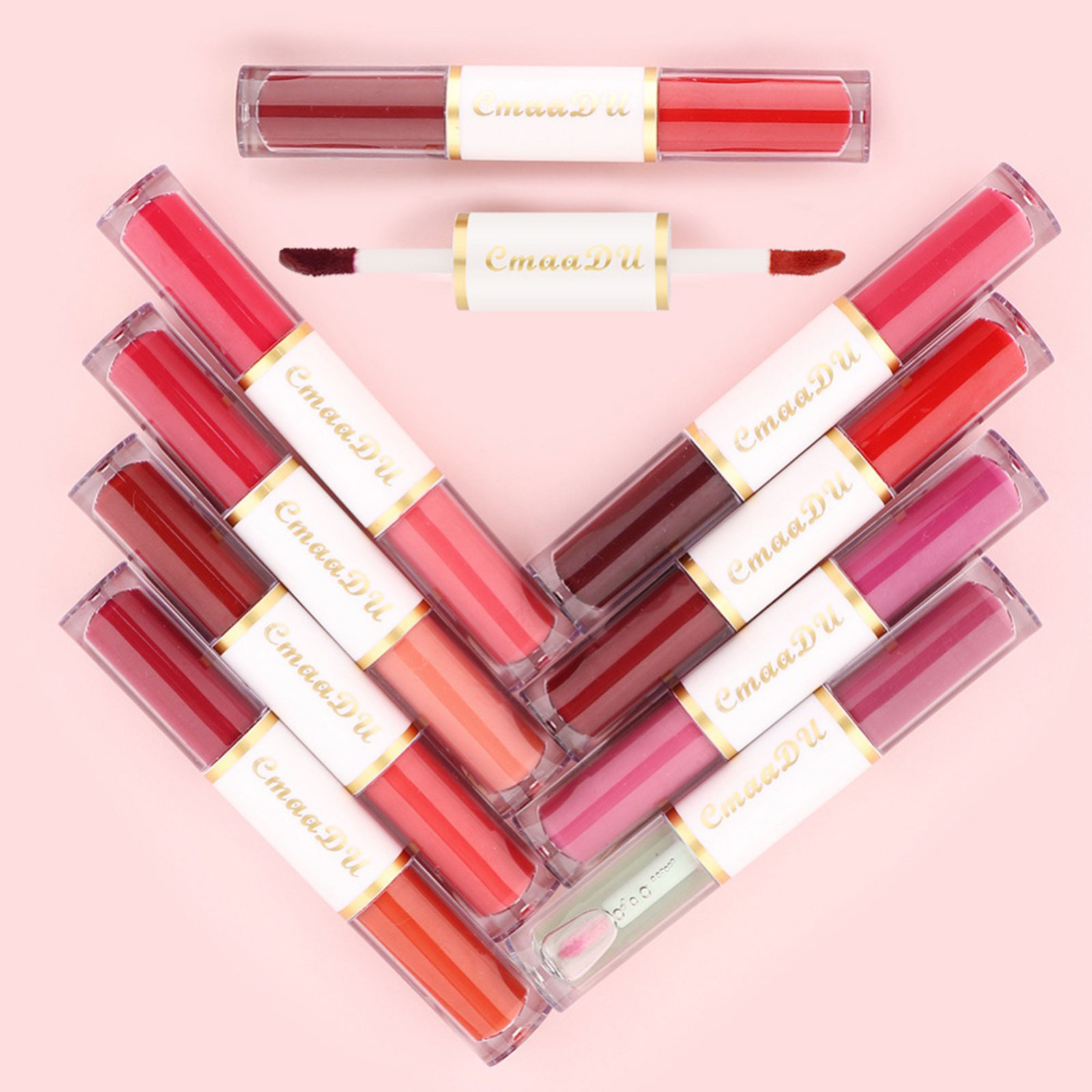 Double Head Gloss Matte Lipstick Long Lasting Waterproof Tint Set_voghion.com