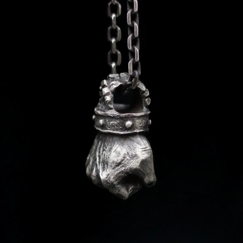 Colliers pendentifs Articles Hommes Sports Vintage Noir Puissance Boxe Poing Chaîne En Acier Inoxydable Bijoux Accessoires_voghion.com