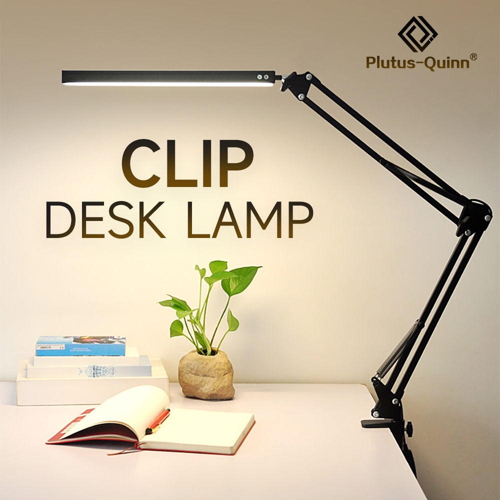 LED Folding clip long arm table lamp Eye-Care 3 Light colors Dimmable study Reading Desk Lights Swing Arm office Table Lamps_voghion.com