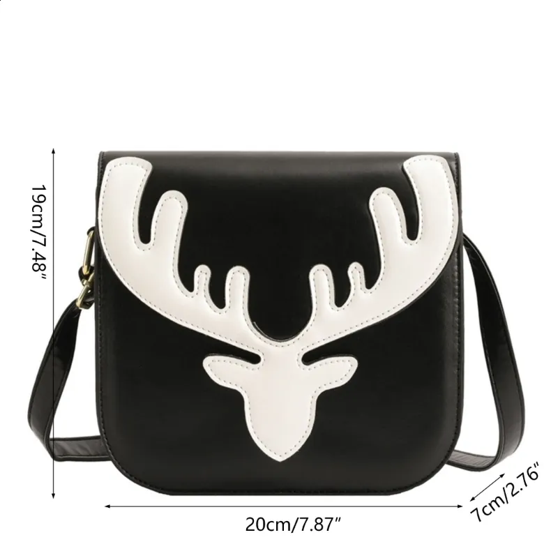 Bolsa de ombro feminina pequena de PU com estampa de alce natalino da moda, bolsa transversal para celular, casual para meninas, mensageiro, tudo combinando_voghion.com