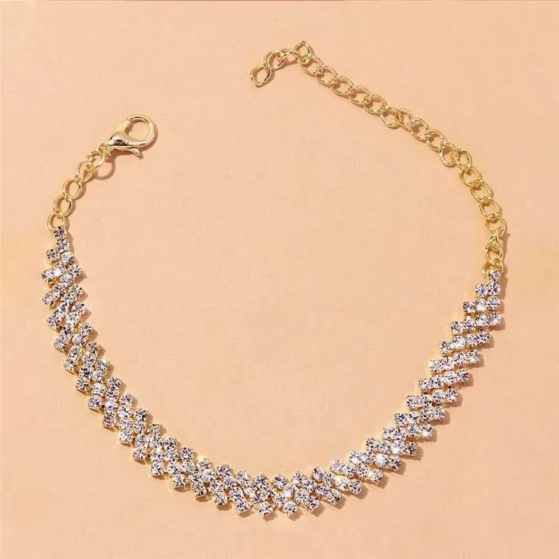 Anklets Huitan Fashion Design Rhinestone Womens Sier/Gold Exquisite Girl Ankle Leg Chain Party JewelryL2403_voghion.com