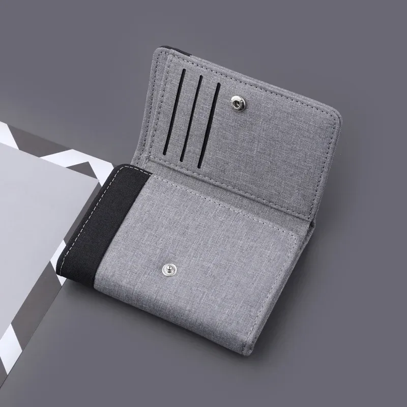Canvas Men ID/Photo Holders Black/Blue/Gray Card Holder Wallet Case 8 Slots Hasp Male Purse_voghion.com