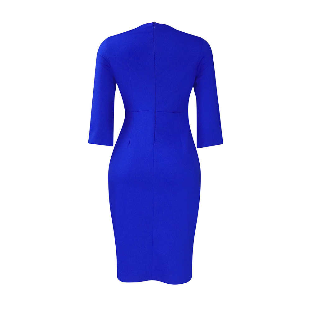 Abito da donna con maniche a cinque quarti, temperamento alla moda, borsa slim fit, natica, abito taglie forti_voghion.com