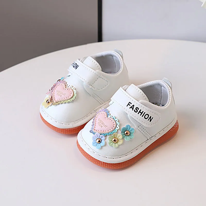Chaussures de marche pour petites filles qui couinent pour bébé, joli design, pour tout-petits, mignonnes, tailles 15 à 19_voghion.com