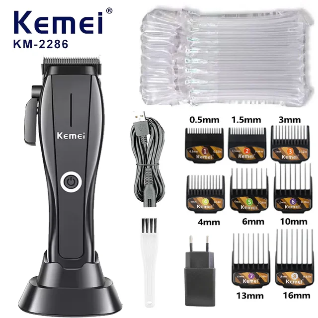 KM-2286 Profesyonel Saç Kesme Makinesi Düzeltici Seti Ayarlanabilir Sakal Erkek Saç Kesimi Şarj Edilebilir_voghion.com