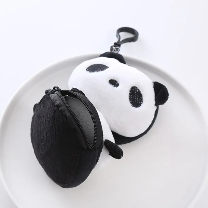 Monedero con cremallera y diseño de panda de peluche, miniauriculares con cable USB, ideal como regalo de cumpleaños para niños._voghion.com