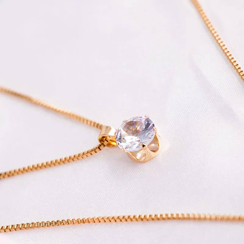 Chains 2023 Necklace Ornament Gentle Temperament Key Shiny Set Two-piece Stylish Round Pendant Gift For Women_voghion.com