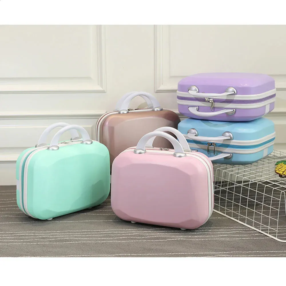 Neceser pequeño de viaje para mujer, de 14 pulgadas, color rosa, azul, morado y caqui. Material compresivo grande, tamaño 30-15,5-23 cm. 240729_voghion.com