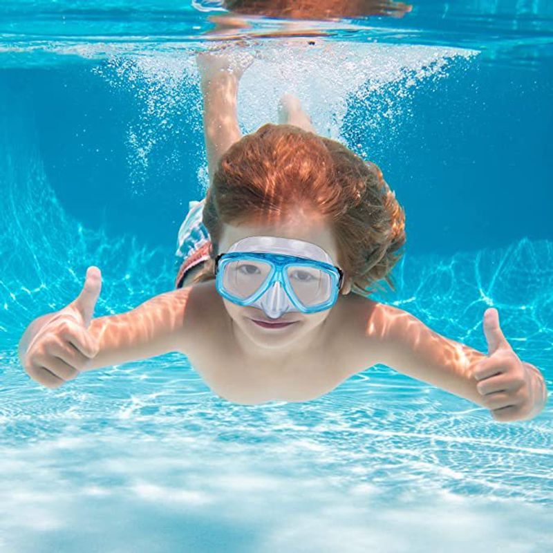 Schnorchel fir Erwuessener a Kanner, zwee Sätz vun High-Definition Anti-Niwwel Tauchen, Nuesklammer Ouerrostëpsen, Professionell Schwammbrëll_voghion.com