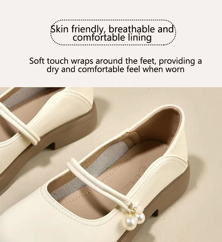 Damen Mary Jane Ballerinas Aus Echtem Leder Für Den Frühling_voghion.com