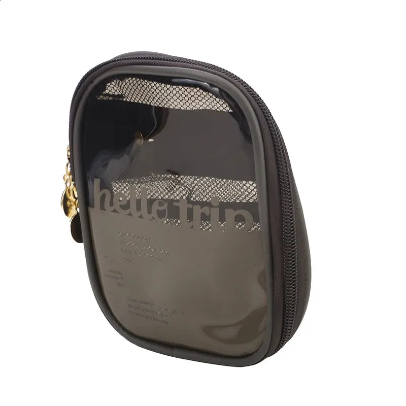 Mini organiseur de voyage transparent, petite trousse de maquillage mignonne et preppy, trousse de toilette à fermeture éclair pour cosmétiques, pochette pour pièces de monnaie pour femmes_voghion.com