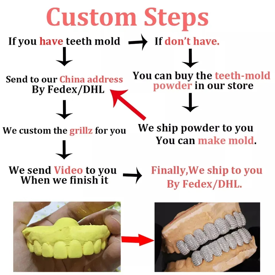 mouth Grills Exclusive Customization Moissanite Teeth Grillz Iced Out Hop Sier Decorative Braces Real Dia Bg Tooth_voghion.com