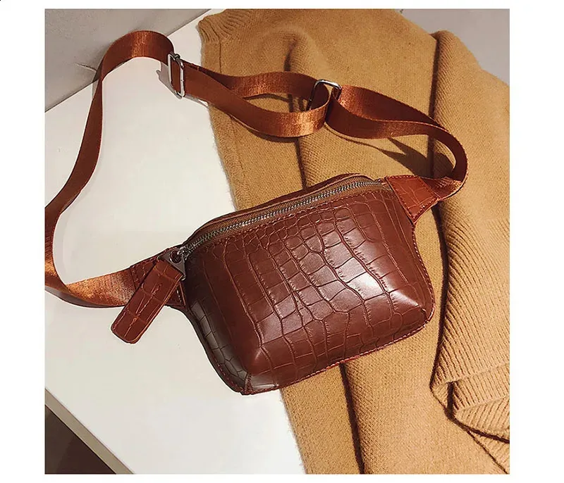 Leder Brusttasche Fanny Frauen Tasche Kleine Bum Taille Gürteltaschen Casual Phone Pack Mode Brieftasche c101 240829_voghion.com