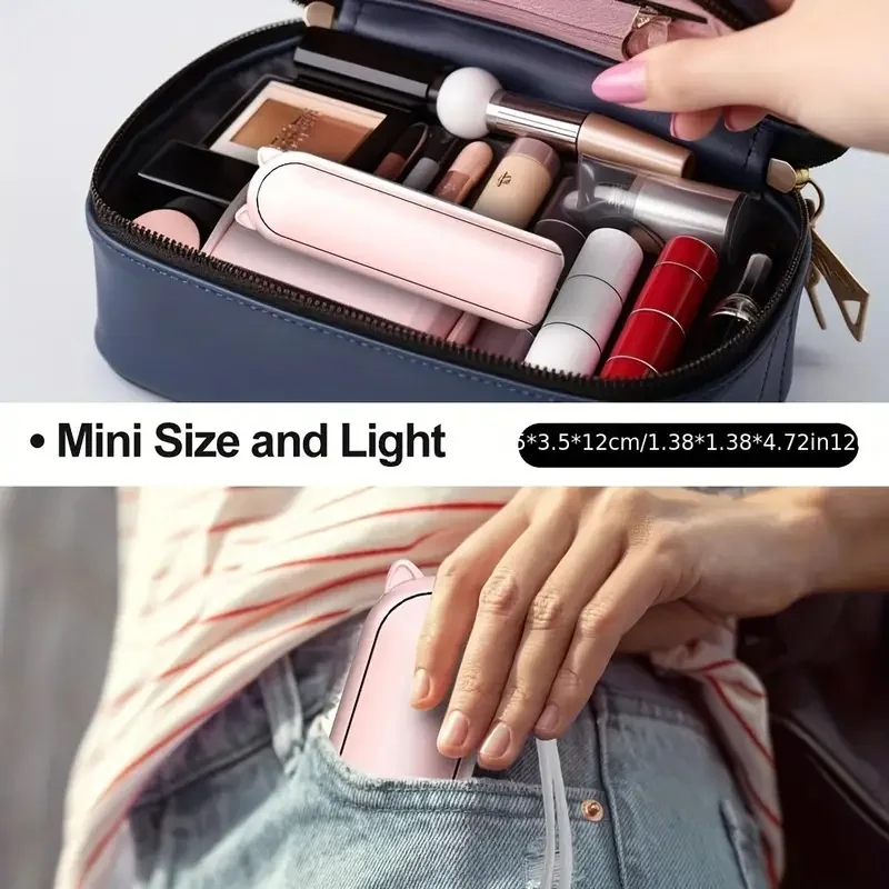 Portable Handheld Folding Fan Usb Rechargeable With 3 Speed Modes_voghion.com