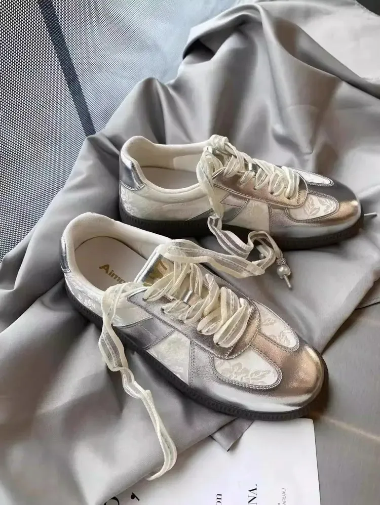Size 35-40 Real LeatherSatin Surface Women Casual Sneakers Breath Tennis Athletic Flats Low Heels Lace-Up Spring Hike_voghion.com