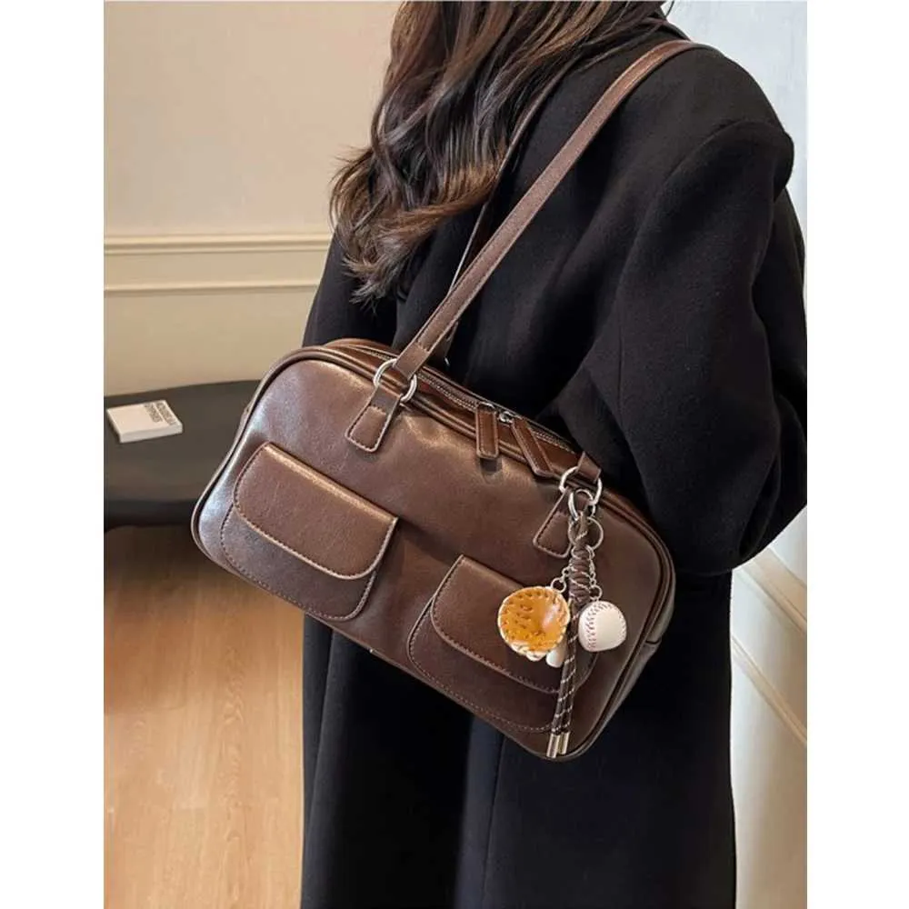 Solid Color Pu Shoulder Bag for Women Vintage Brown Leather Satchels s Large Capacity Female Casual Commute_voghion.com