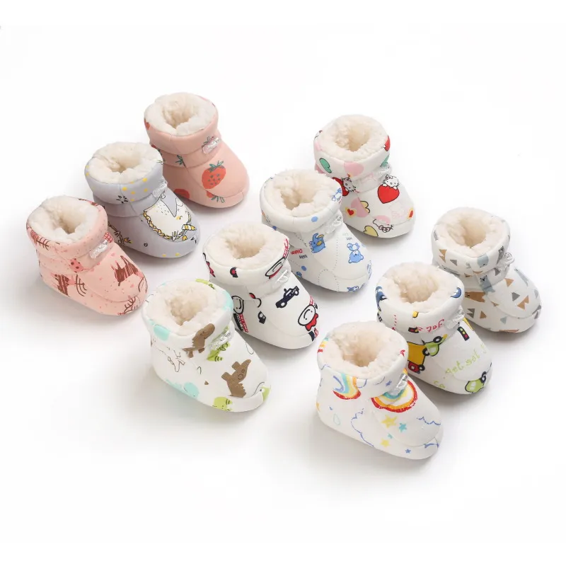 Baby Non Slip New Born Toddler Shoes Winter Infant Enfant Cotton Snow Multicolor Cartoon Little Cutefeet Kids Boots 0-18_voghion.com