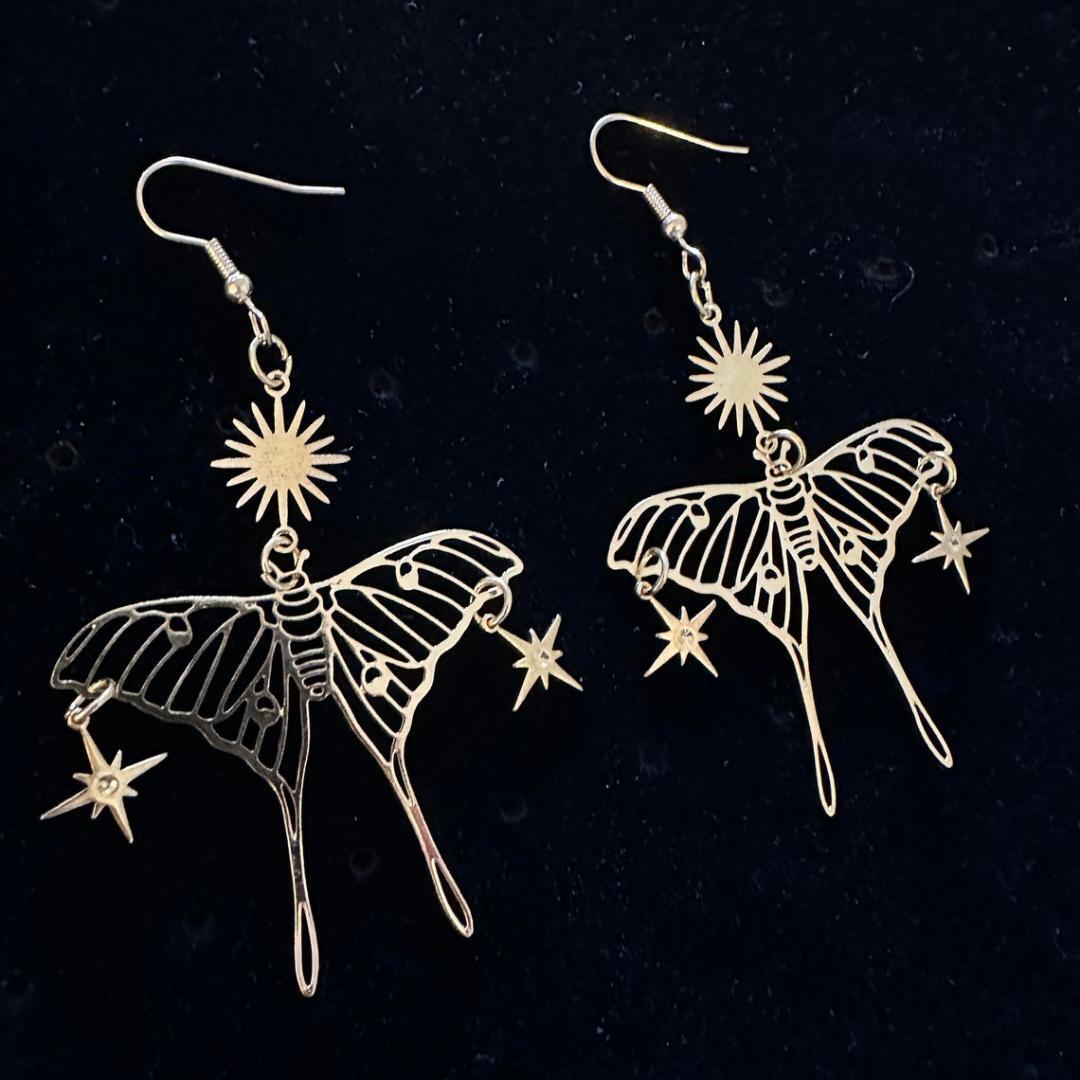 Orecchini gioielli in argento, stella abbagliante, orecchini bohémien, orecchini a farfalla, orecchini ipoallergenici a farfalla_voghion.com