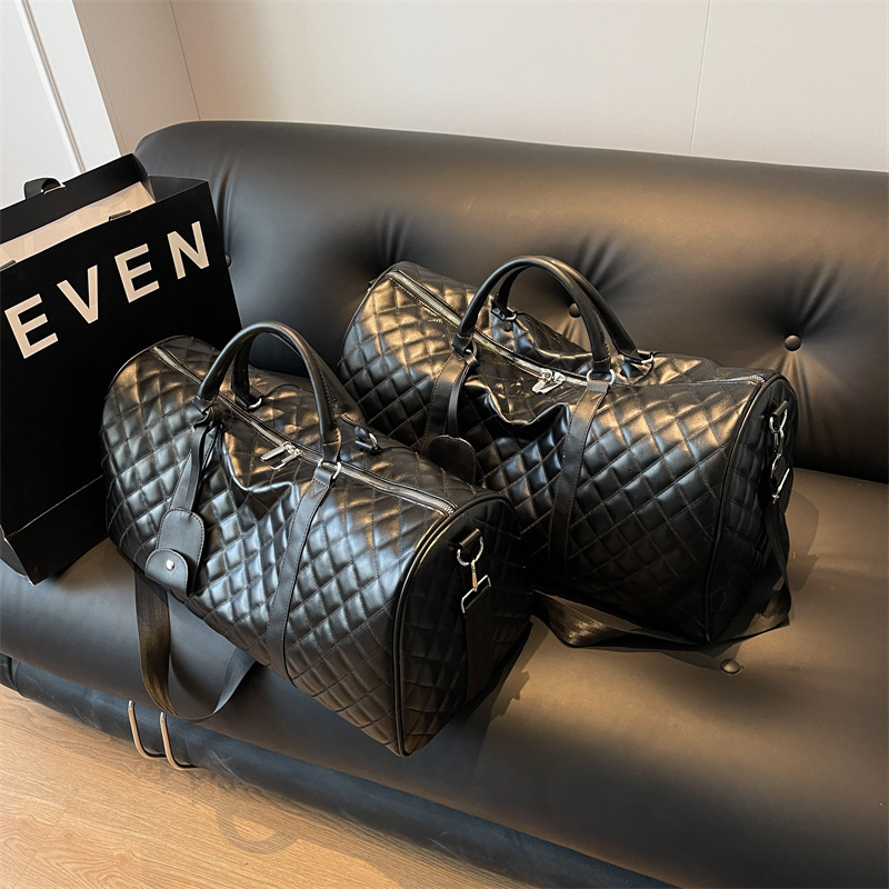 Travel Bags Luggage Bag PU Plaid Travel Bag Hand Held Waiting For Delivery Storage Waterproof Leisure Travel Large Capacity Factory Goods Wholesale