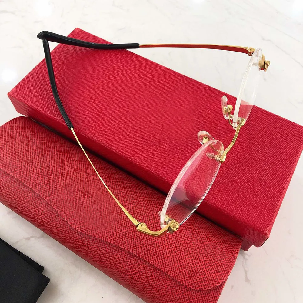Titanium Optical Glasses Leopard head decoration Frame Rimless Anti blue light Round Classic Men Women Accessories_voghion.com