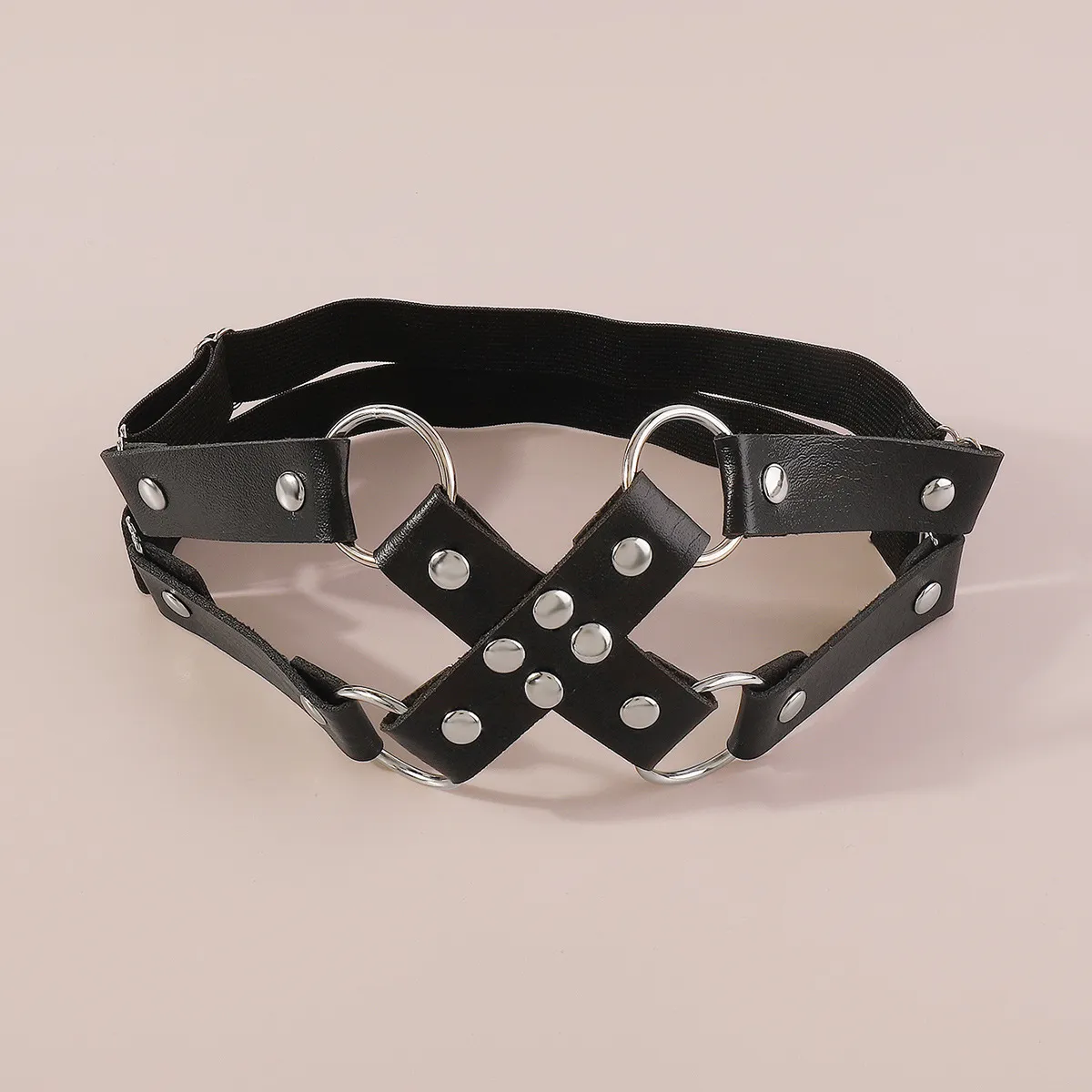 Fußkettchen 2023 Sexy Gothic PU-Leder Nieten Beinring Punk Cool Pats Mädchen Pfirsich Herz Oberschenkelkette Weibliche Körperzubehör_voghion.com