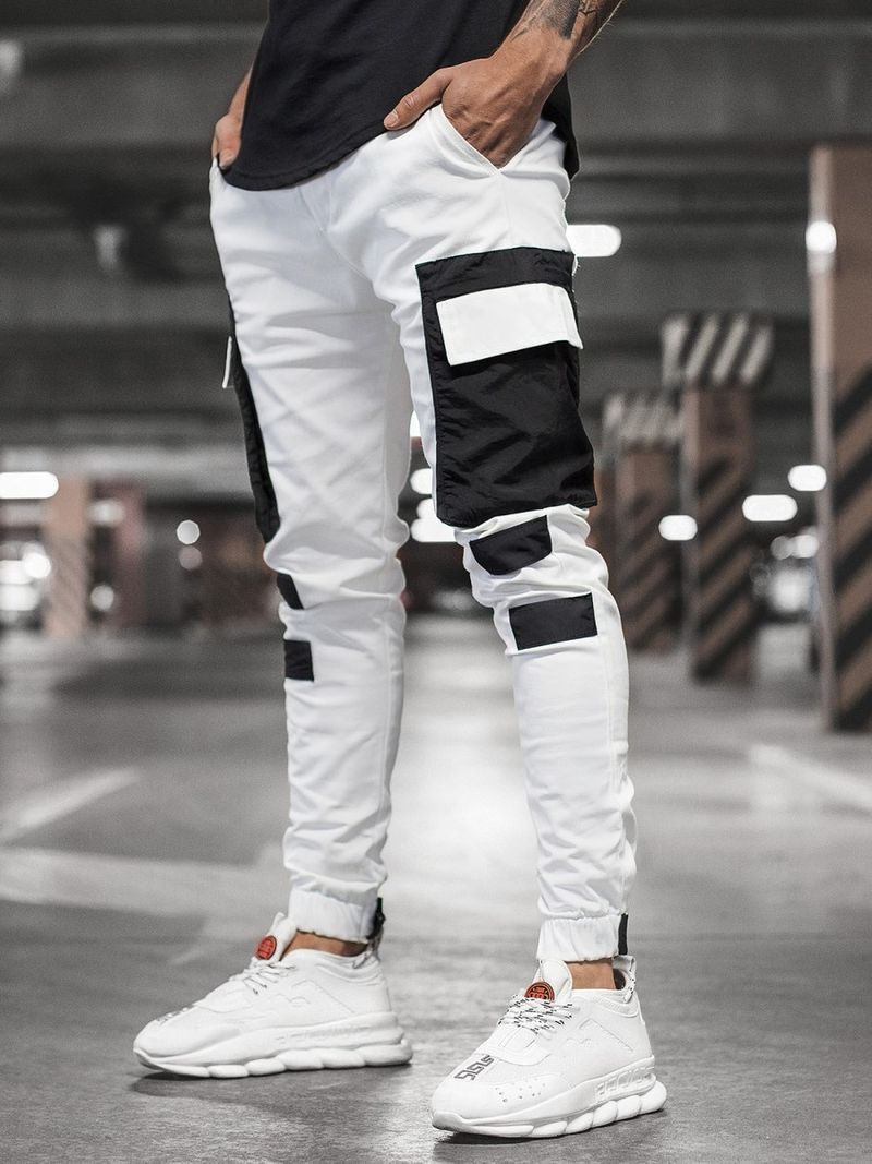 Lässige Sporthose für Herren, gewebte Taschennaht, Kordelzug, Freizeithose_voghion.com