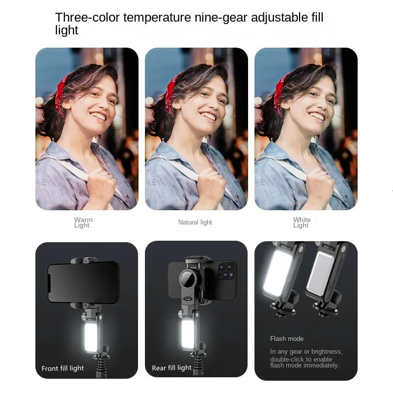 FANGTUOSI 360 Swivel Universal Joint Selfie Stick Tripod With Shutter Fill Light Smartphone Live/Log Stabilizer After_voghion.com
