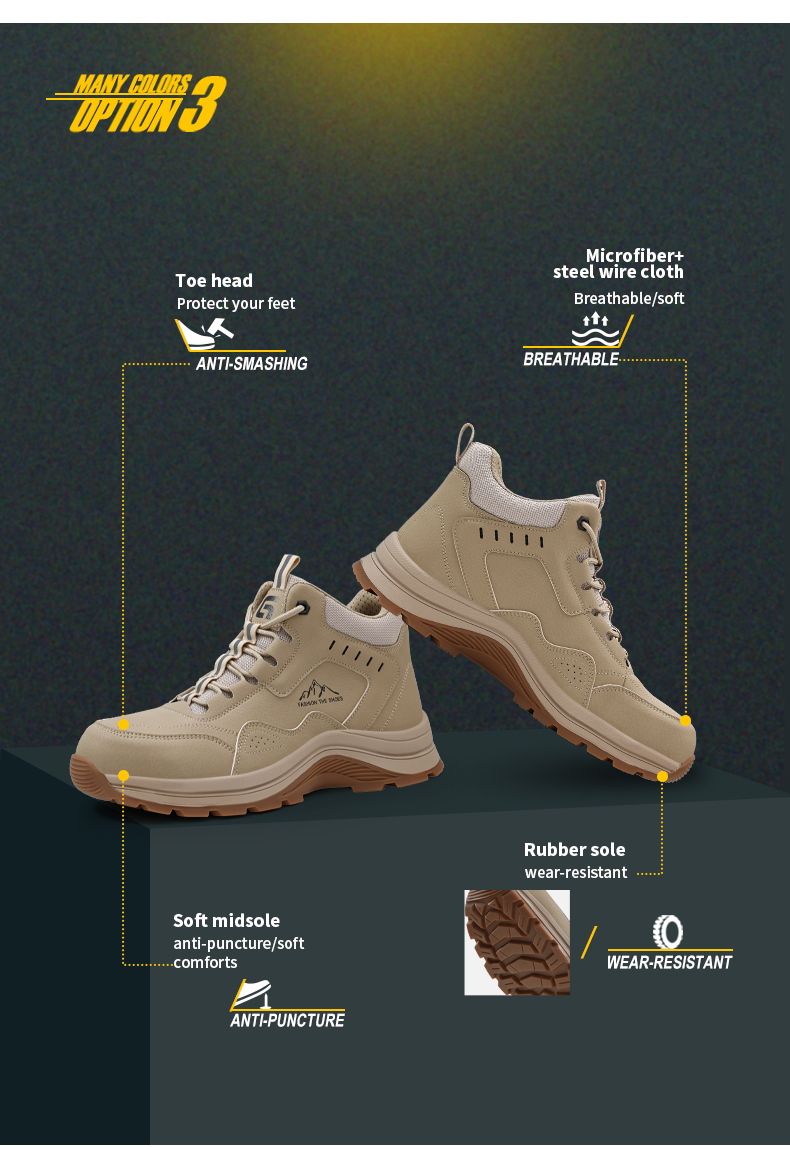 Bottes de sécurité GUYISA pour hommes, chaussures de travail résistantes à l'usure et antidérapantes, coupe haute, 5039, 38-45_voghion.com