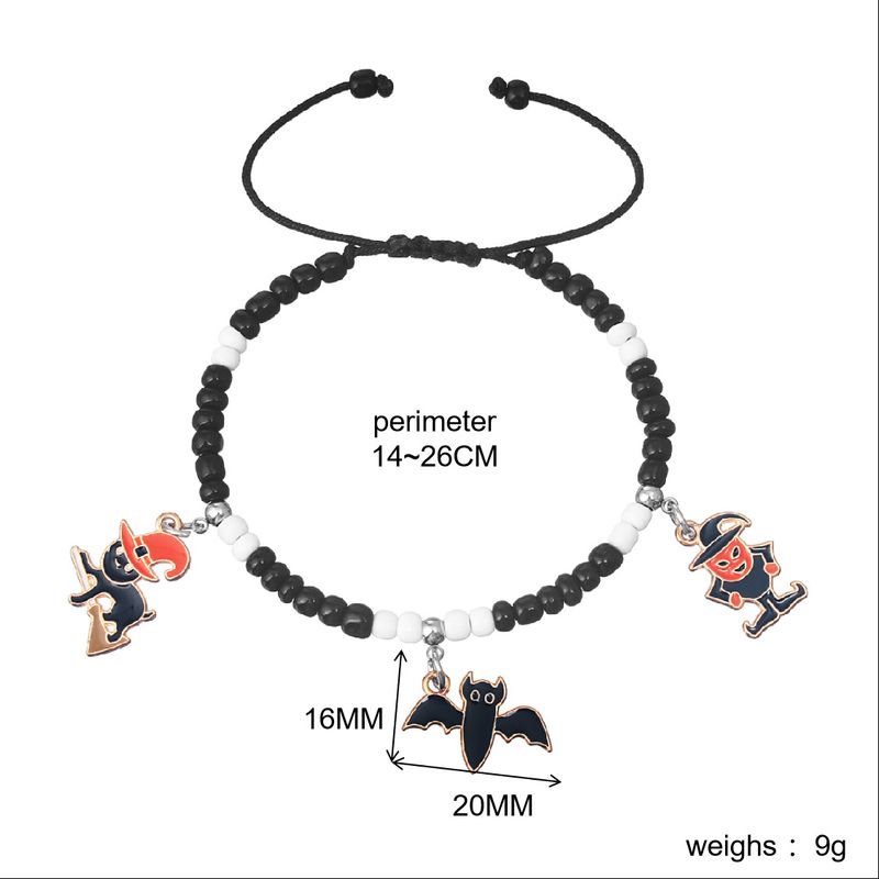 Halloween Kürbis Geistergesicht Schwarz-Weiß Reisperlen Handseil Armband_voghion.com