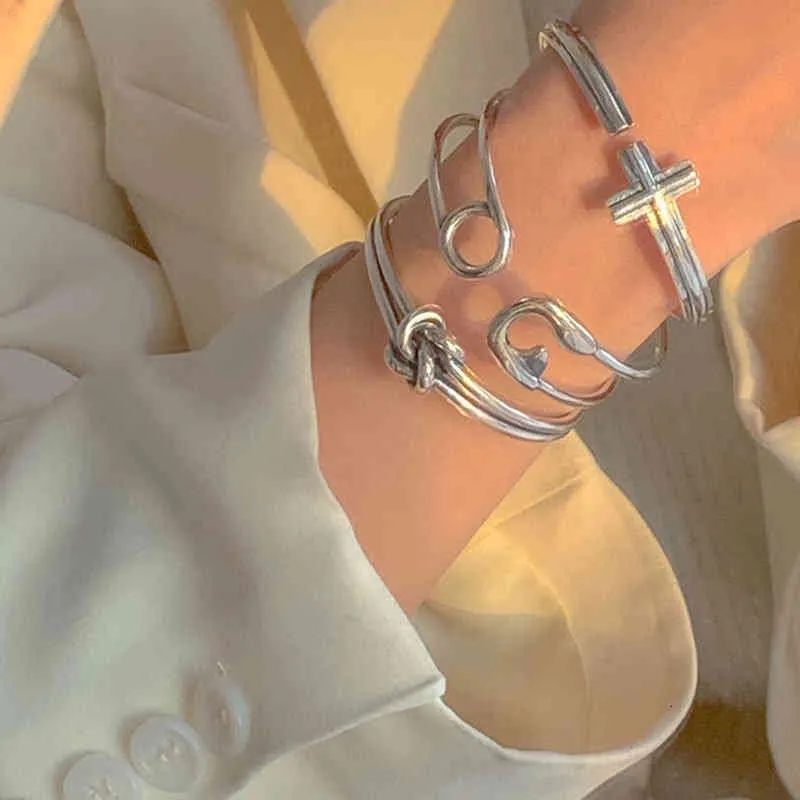 Mewanry Sterling Sier Cross Pin Knotted Vintage Bracelet Fashion Trendy Elegant Party Jewelry Birthday Gifts for Women_voghion.com